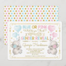 Search for pink blue elephant gender reveal invitations Boy or girl