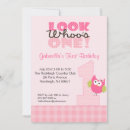 Search for pink owl birthday invitations Owls