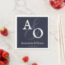Search for navy blue wedding napkins Initials