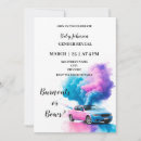 Search for burnouts or bows gender reveal invitations Blue or pink