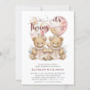 Search for teddy bear twin shower invitations Pink