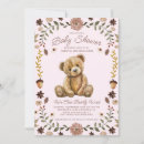 Search for bear baby girl shower invitations Rustic