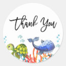 Search for whale birthday party stickers Under the sea