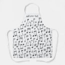 Search for musical notes aprons Black and white