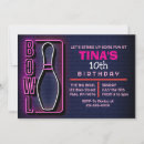 Search for neon bowling birthday invitations Pink