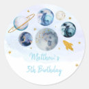 Search for outer space round stickers Planets birthday