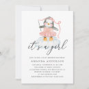 Search for penguin baby girl shower invitations Watercolor