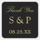 Search for black and gold wedding stickers Bride and groom initials