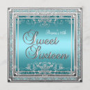 Search for teal blue birthday invitations Silver