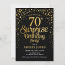 Search for black gold 70th birthday invitations Surprise 70th party