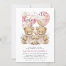 Search for teddy bear twin shower invitations Pink