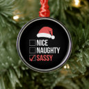 Search for sassy christmas tree decorations Santa