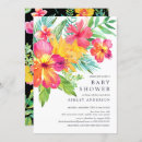 Search for tropical watercolor baby shower invitations Hibiscus