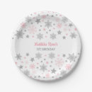 Search for pink snowflake plates Winter baby shower