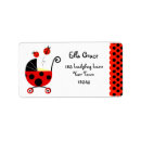 Search for ladybug baby shower return address labels Red
