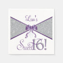 Search for silver and purple napkins Sweet 16