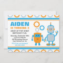 Search for gears 5x7 invitations Robot party