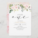 Search for pink floral 1st birthday invitations Whimsical
