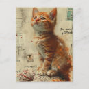 Search for kitten with yarn postcards Kitty