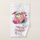 Search for flamingo christmas bath towels Santa claus