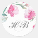 Search for pink peonies wedding stickers Initials