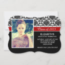 Search for black white red damask invitations Party
