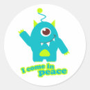 Search for peace alien stickers Green