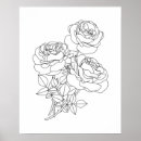 Search for black and white rose drawings posters Botanical