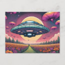 Search for abduction horizontal postcards Flying saucer