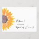 Search for sunflower bridesmaid cards Maid of honour