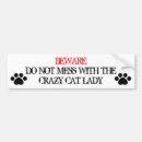 Search for crazy cat lady bumper stickers Cats