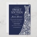 Search for navy blue sweet 16 invitations Sparkle