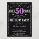 Search for purple white 50th birthday invitations Black and white