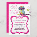 Search for pink owl birthday invitations Colourful