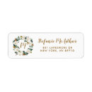 Search for gold wreath return address labels Greenery