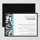 Search for damask sweet 16 invitations Blue