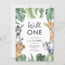 Search for wild animals birthday invitations Watercolor greenery