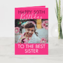 Search for funny 50th sister cards Pink
