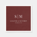 Search for burgundy napkins Bride and groom