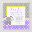 Search for purple elephant baby shower invitations Modern
