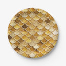 Search for mermaid paper plates Gold glitter