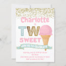 Search for two sweet ice cream birthday invitations Watercolor