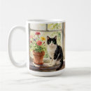 Search for cat and flowers mugs Watercolor
