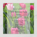 Search for tulip flowers birthday invitations Pink