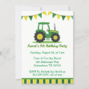 Search for green tractor birthday invitations Modern