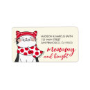 Search for happy cat return address labels Merry christmas