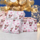 Search for pink reindeer wrapping paper Watercolor