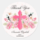 Search for pink floral thank you stickers First holy communion