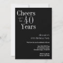 Search for black silver 40th birthday invitations Typography