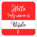 Search for hello my name is tag stickers Red